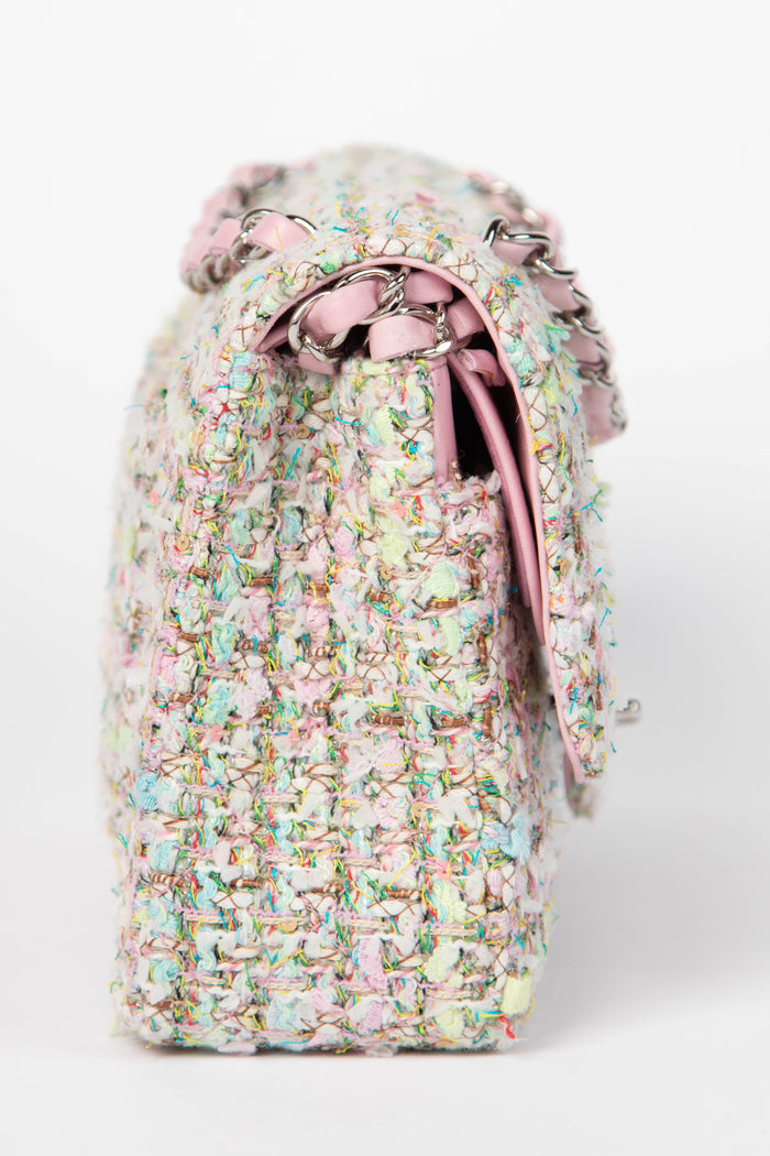 RARE 2000s Chanel Sherbet Tweed Medium Double Flap Shoulder Bag