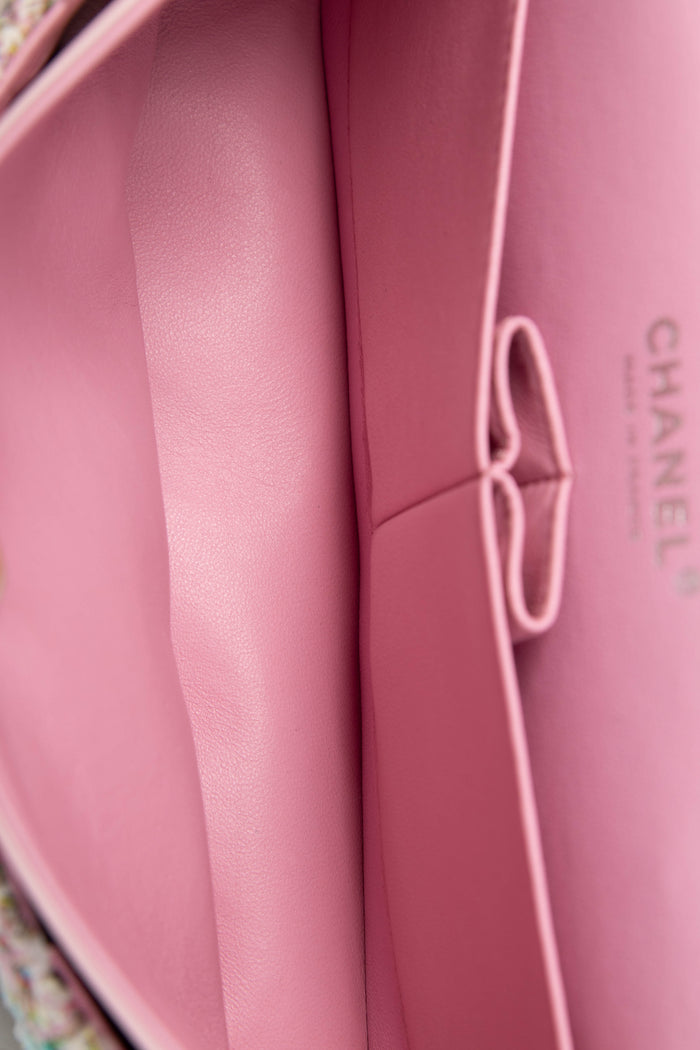 RARE 2000s Chanel Sherbet Tweed Medium Double Flap Shoulder Bag