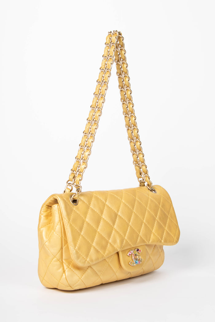 2010s Chanel Metallic Gold Leather Precious Jewel Flap Bag