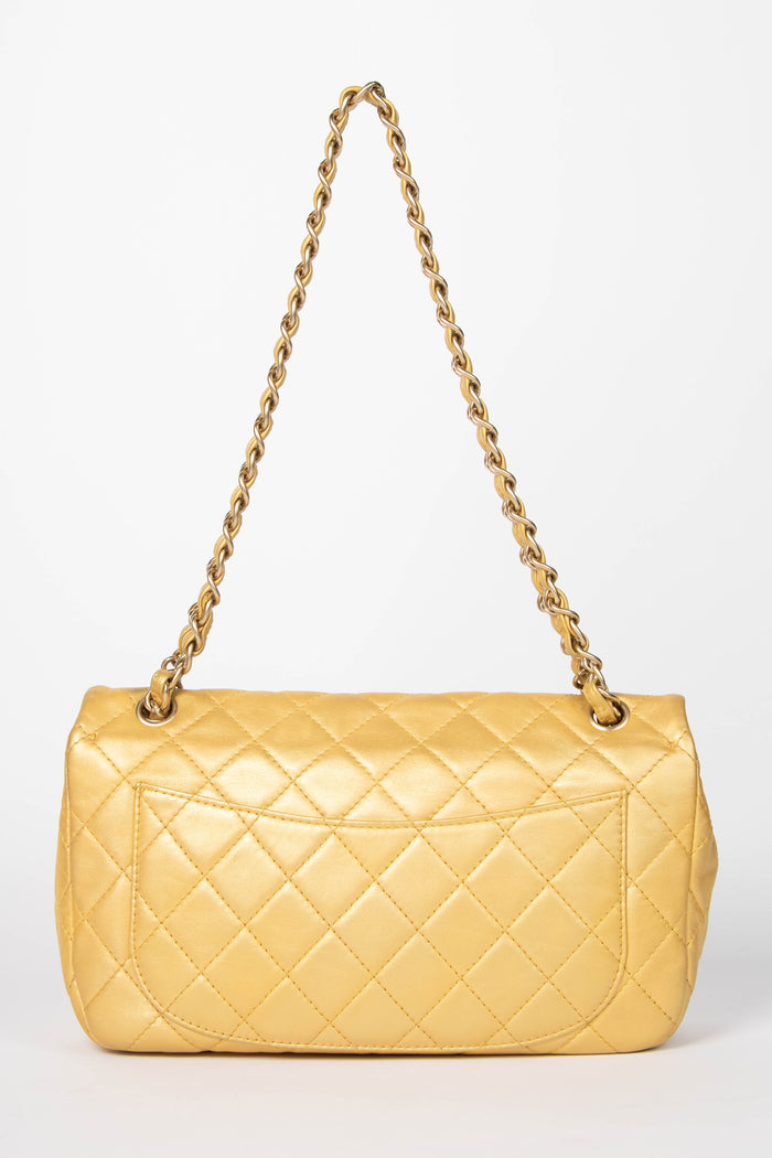 2010s Chanel Metallic Gold Leather Precious Jewel Flap Bag