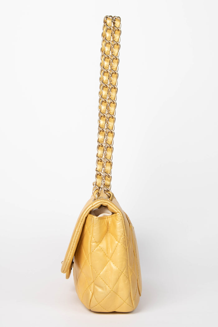 2010s Chanel Metallic Gold Leather Precious Jewel Flap Bag