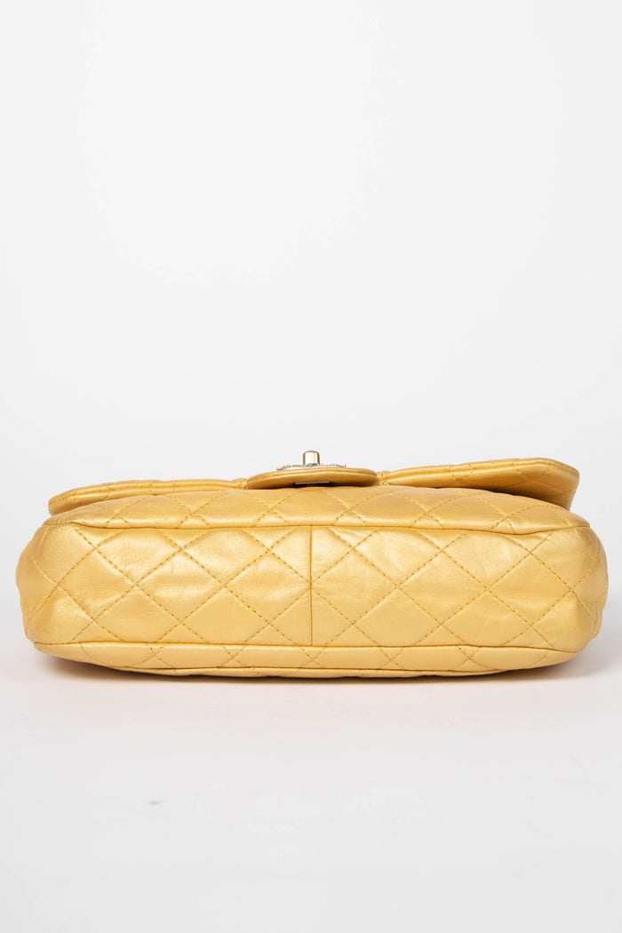 2010s Chanel Metallic Gold Leather Precious Jewel Flap Bag