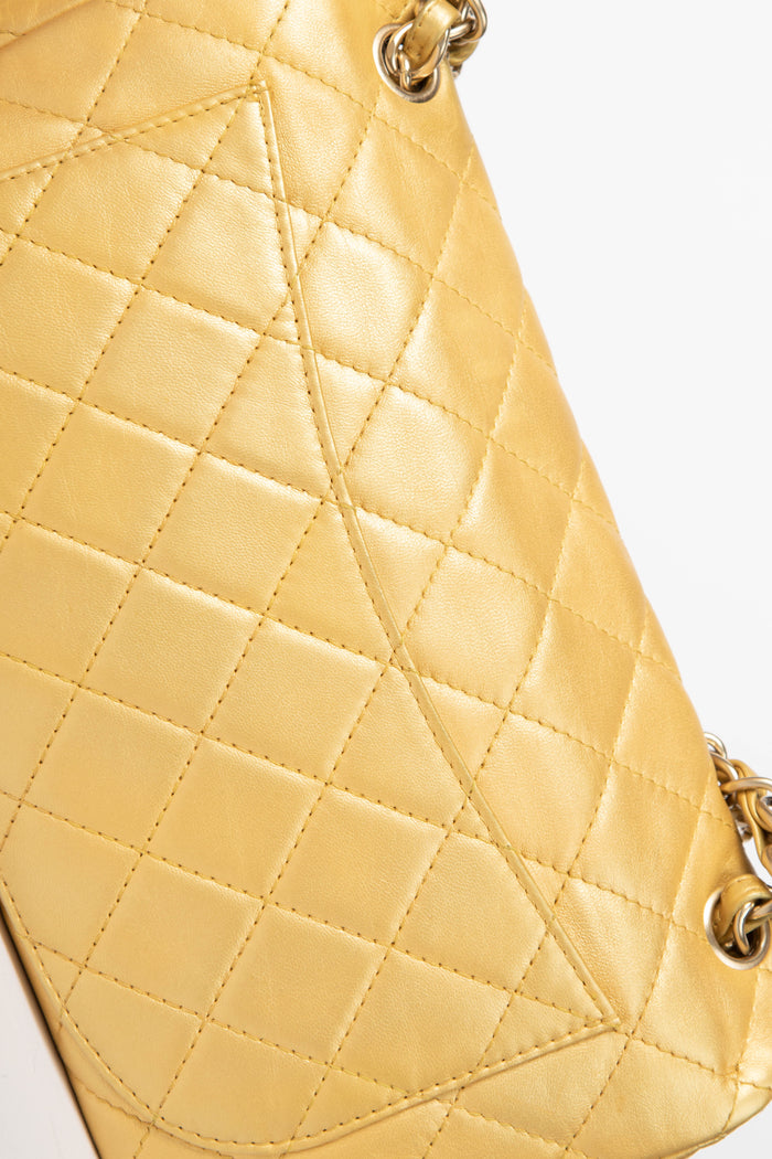 2010s Chanel Metallic Gold Leather Precious Jewel Flap Bag