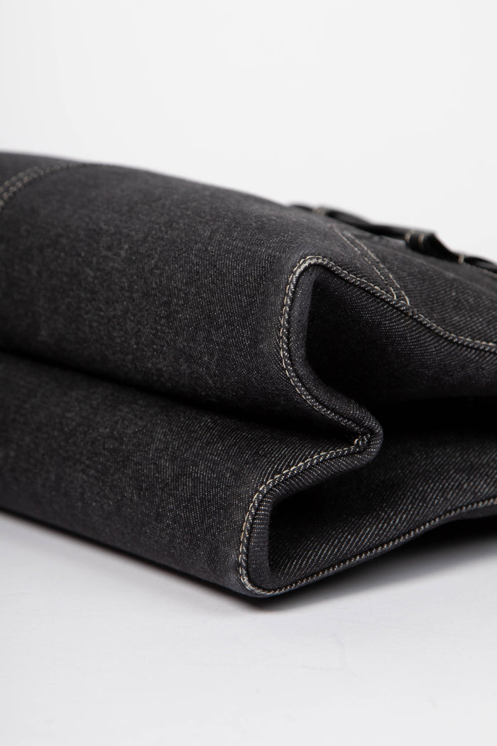 2000s Christian Dior Black Denim Belted Tote Bag