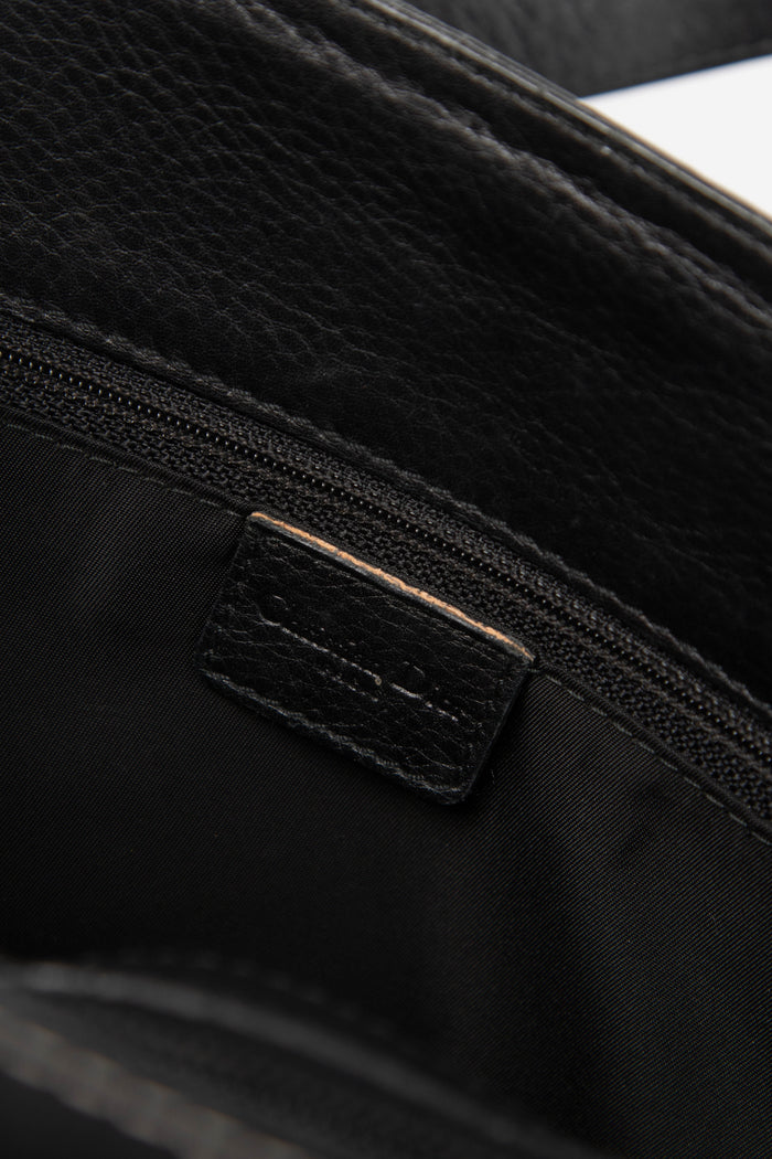 2000s Christian Dior Black Denim Belted Tote Bag