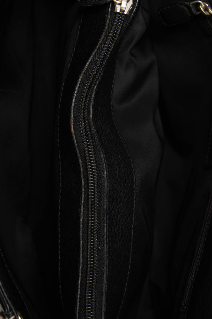 2000s Christian Dior Black Denim Belted Tote Bag