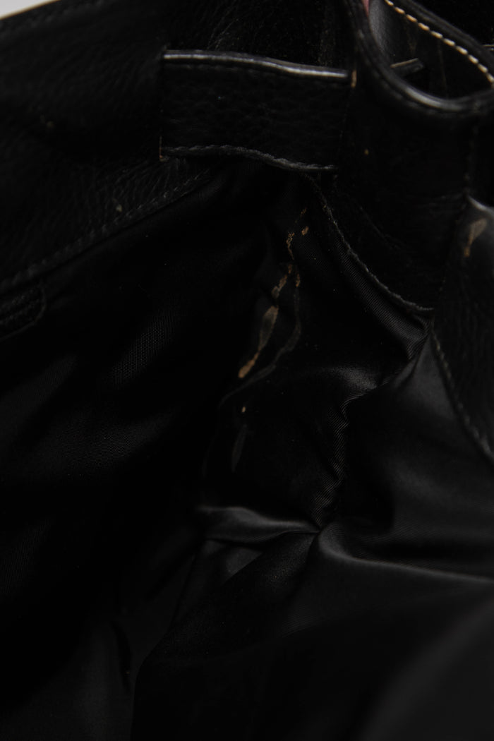 2000s Christian Dior Black Denim Belted Tote Bag