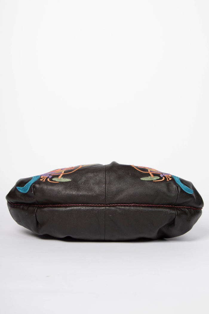 RARE Vintage Fendi Brown Embroidered Leather Spy Bag