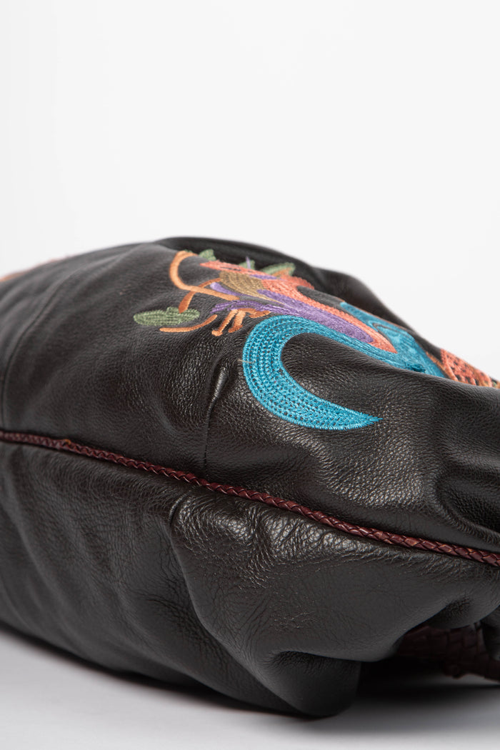 RARE Vintage Fendi Brown Embroidered Leather Spy Bag