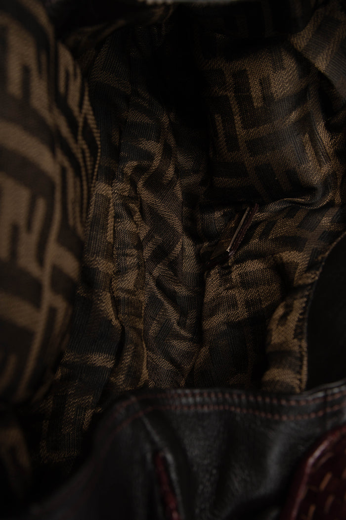 RARE Vintage Fendi Brown Embroidered Leather Spy Bag