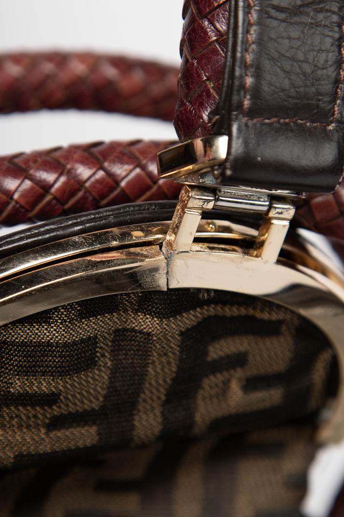 RARE Vintage Fendi Brown Embroidered Leather Spy Bag