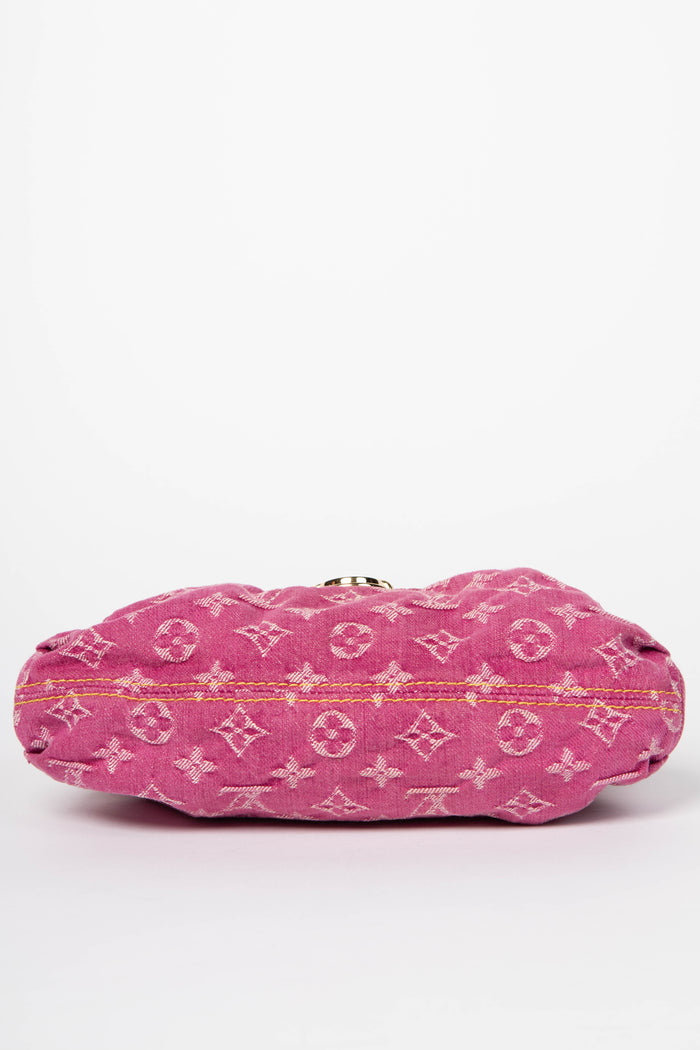 2000s Louis Vuitton Pleaty PM Pink Denim Shoulder Bag