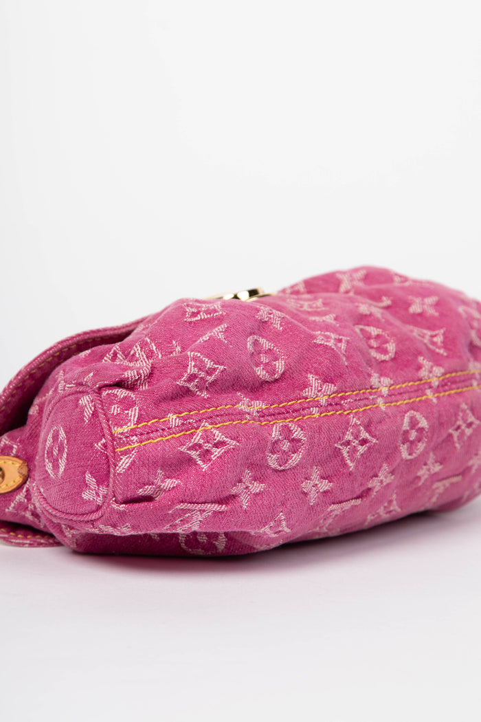 2000s Louis Vuitton Pleaty PM Pink Denim Shoulder Bag