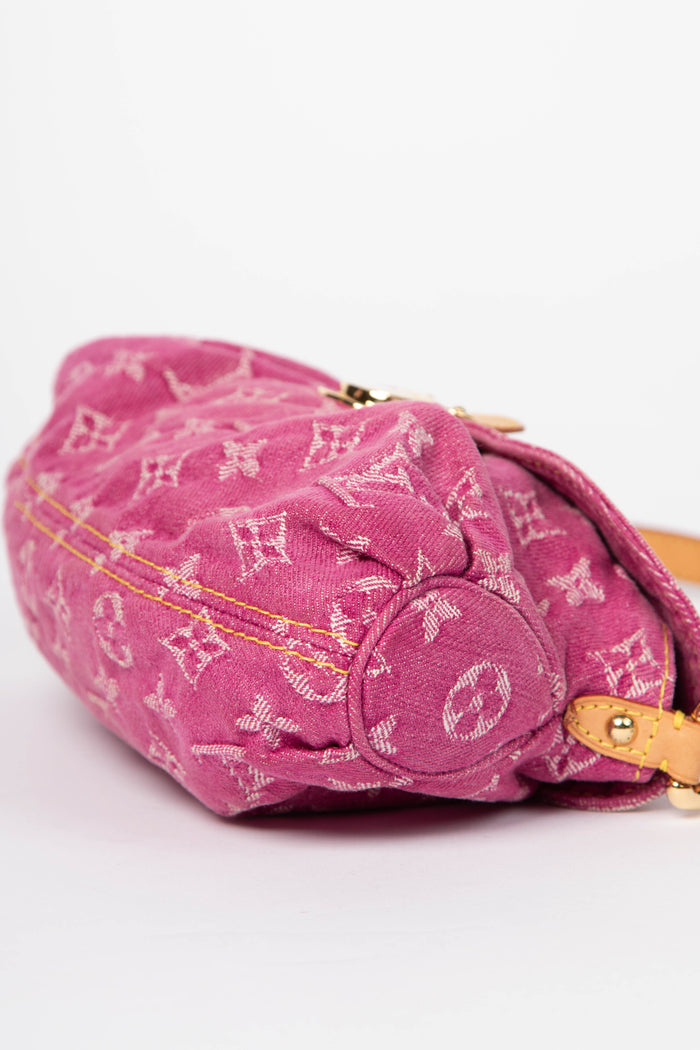 2000s Louis Vuitton Pleaty PM Pink Denim Shoulder Bag