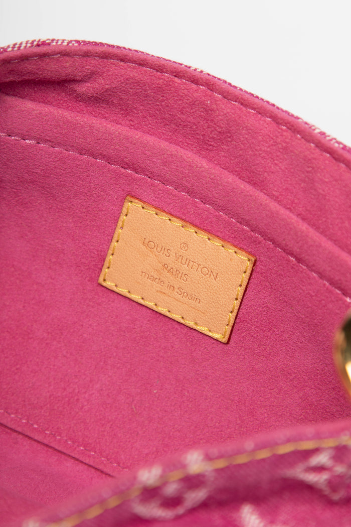 2000s Louis Vuitton Pleaty PM Pink Denim Shoulder Bag