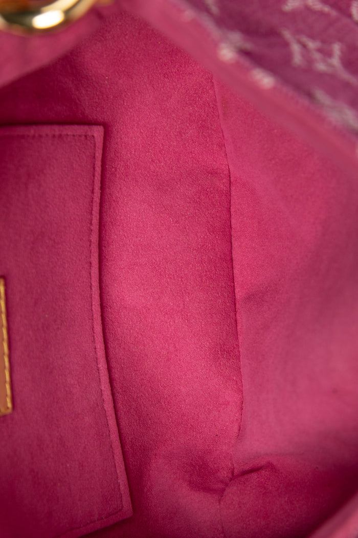 2000s Louis Vuitton Pleaty PM Pink Denim Shoulder Bag