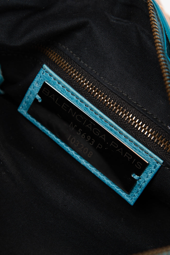 2010s Balenciaga Blue Leather First City Bag