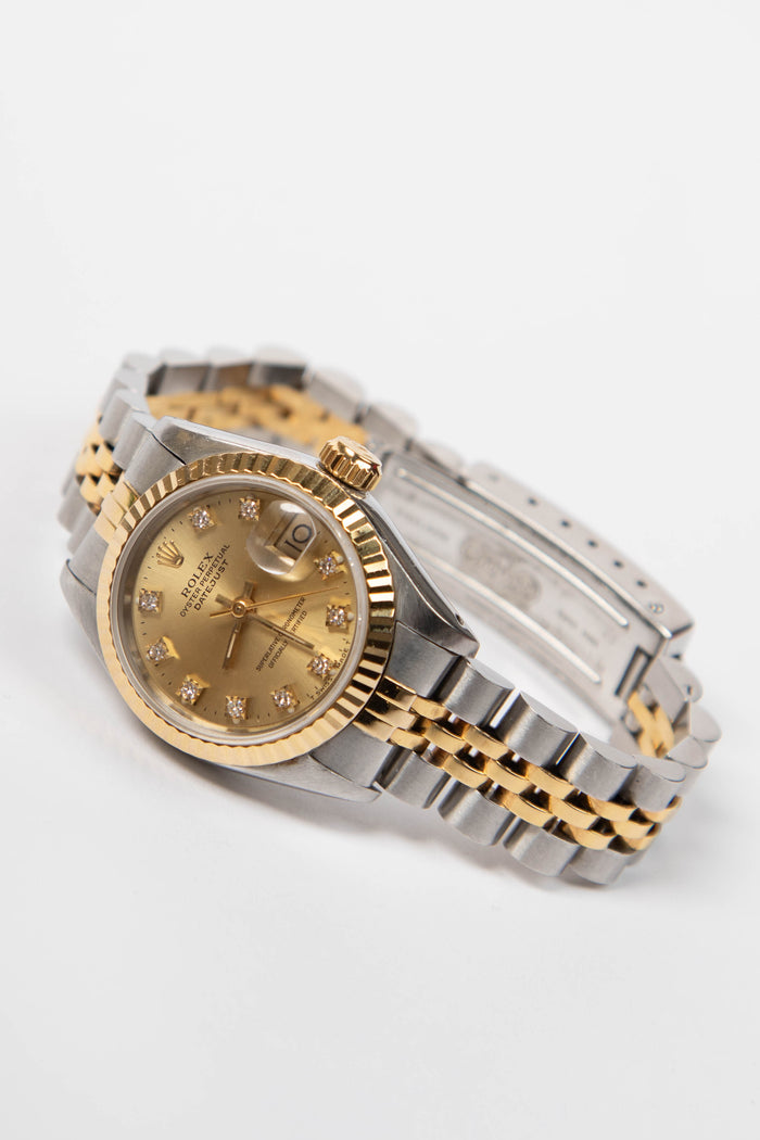 1990 Rolex Diamond Yellow Rolesor Datejust 26mm Watch Jubilee Bracelet