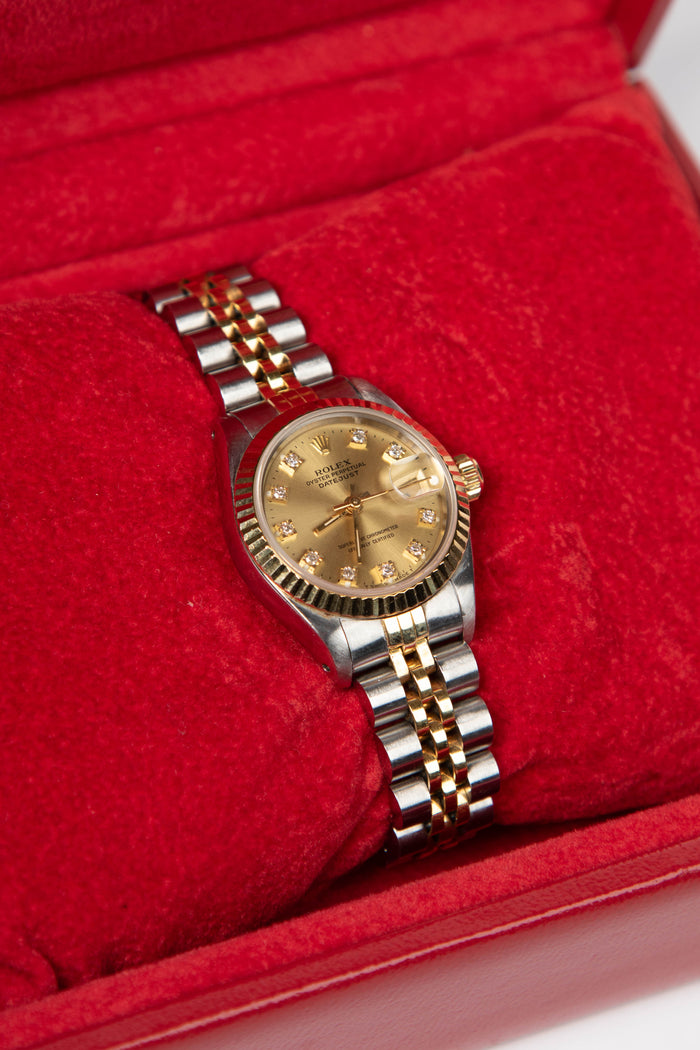 1990 Rolex Diamond Yellow Rolesor Datejust 26mm Watch Jubilee Bracelet