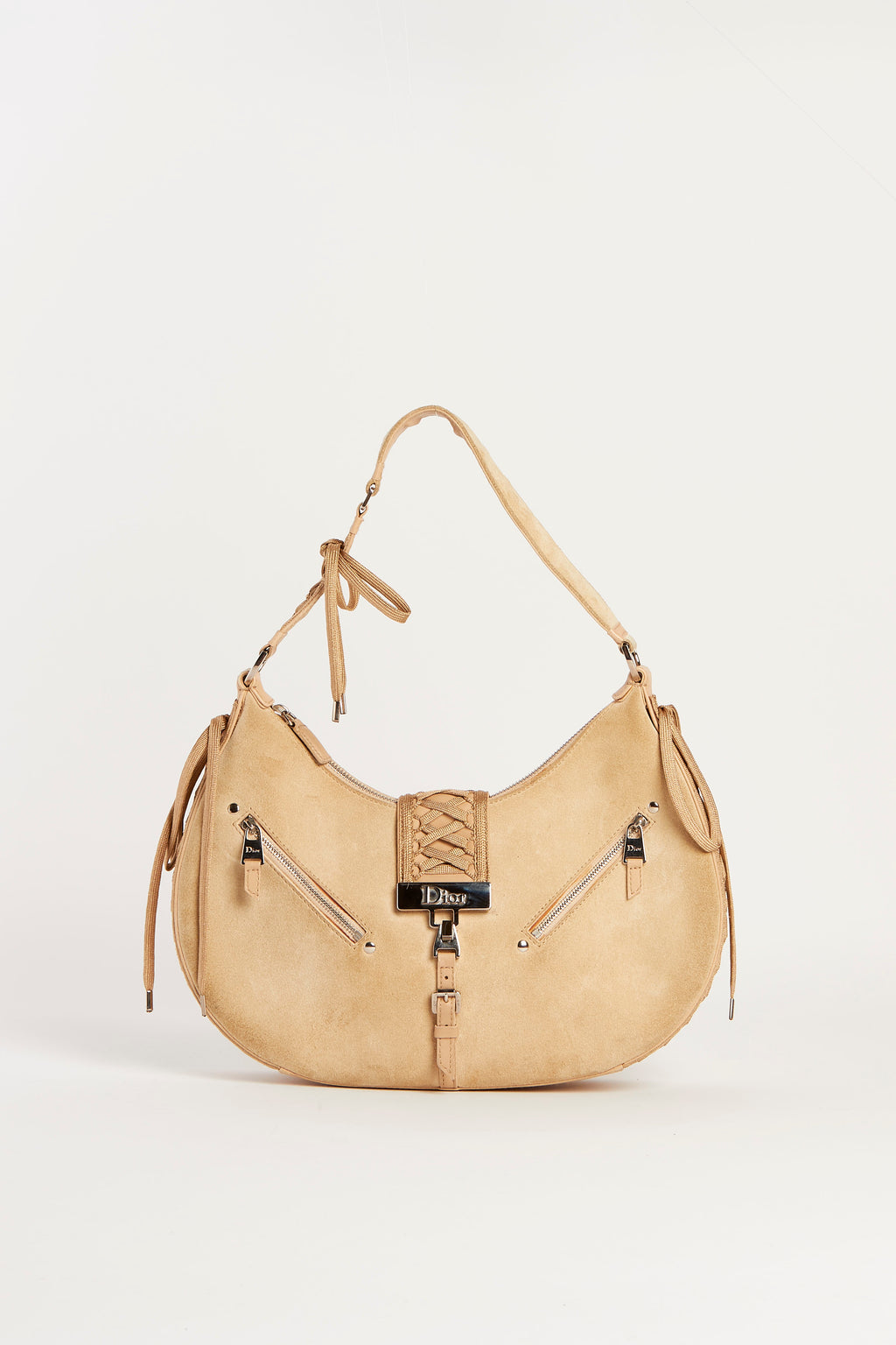 Vintage Christian Dior Galliano Suede Corset Shoulder Bag
