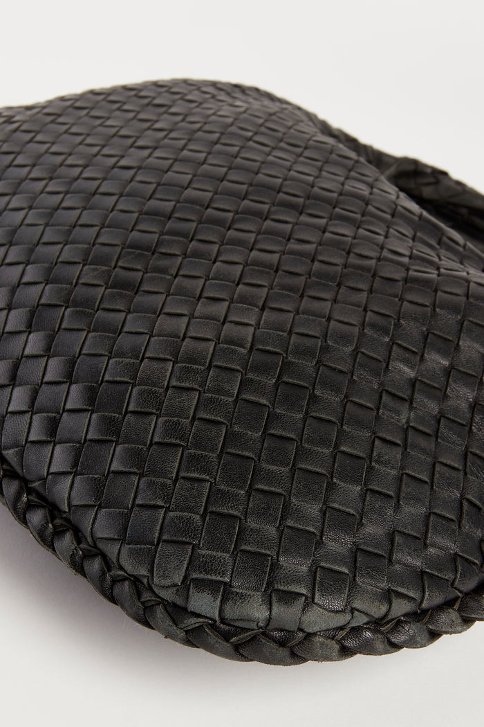 Vintage Bottega Veneta Black Intrecciato Shoulder Bag