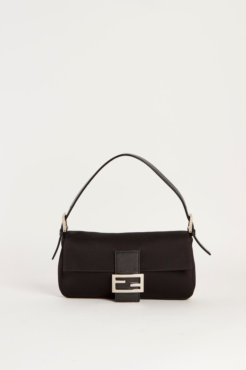 Vintage Fendi Black Neoprene Baguette Shoulder Bag