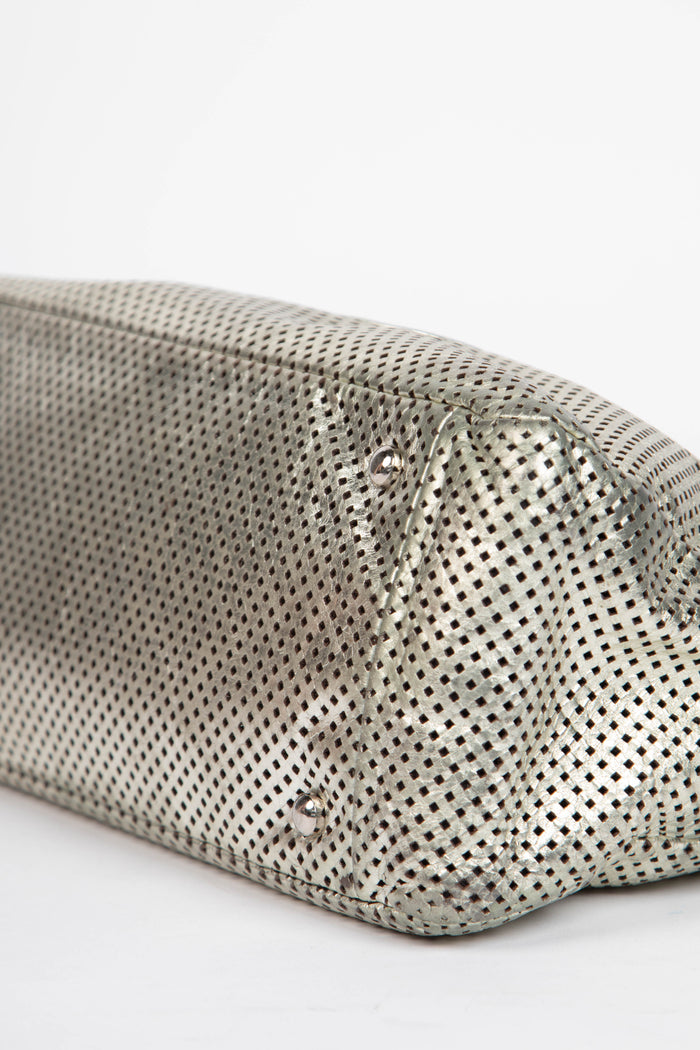 2000s Chanel Metallic Perforated Leather Rodeo Drive Tote Bag