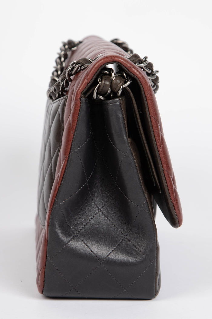 2010s Chanel Tri-Colour Lambskin Leather Jumbo Flap Shoulder Bag