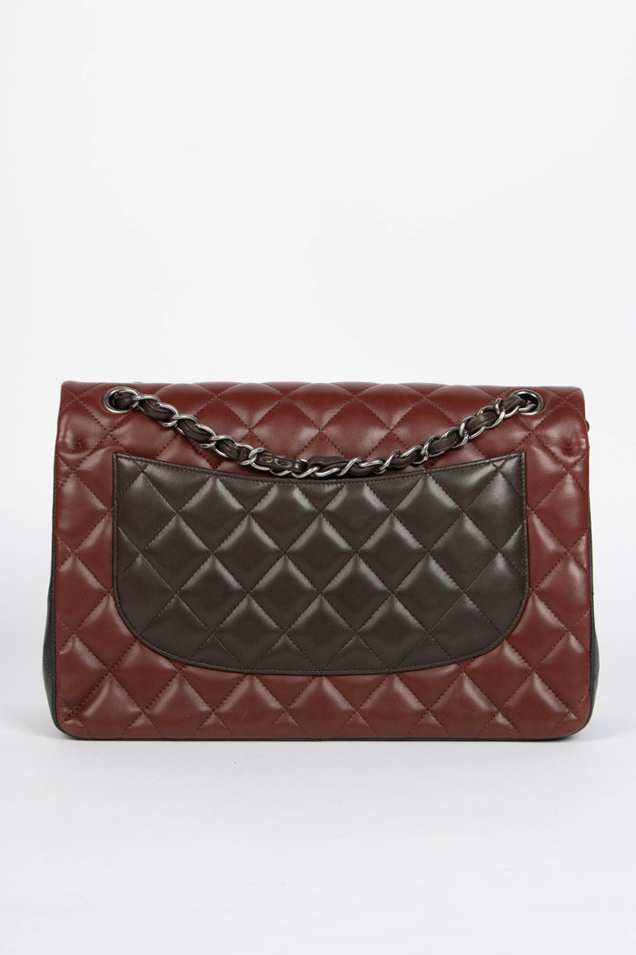 2010s Chanel Tri-Colour Lambskin Leather Jumbo Flap Shoulder Bag