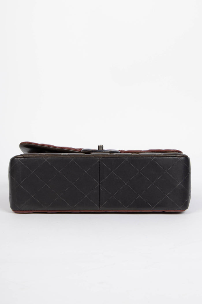 2010s Chanel Tri-Colour Lambskin Leather Jumbo Flap Shoulder Bag