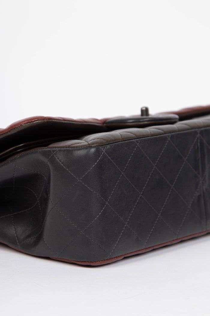 2010s Chanel Tri-Colour Lambskin Leather Jumbo Flap Shoulder Bag