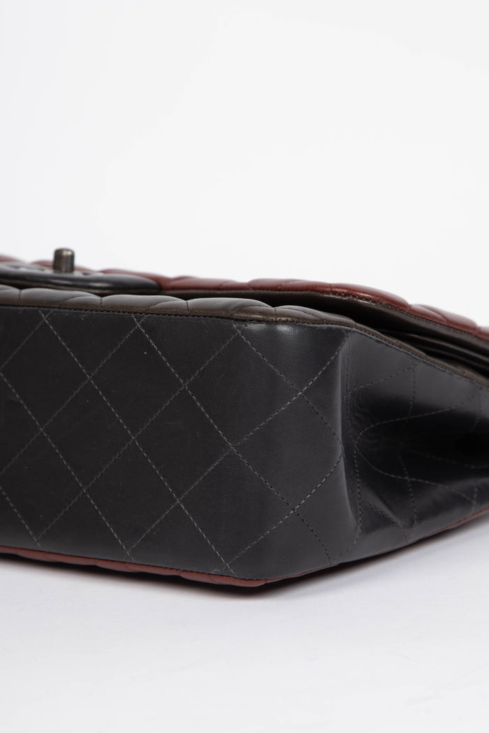 2010s Chanel Tri-Colour Lambskin Leather Jumbo Flap Shoulder Bag