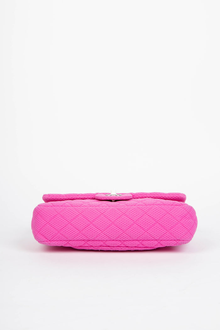 2000s Chanel Pink Perforated Jersey Single Flap Shoulder Bag