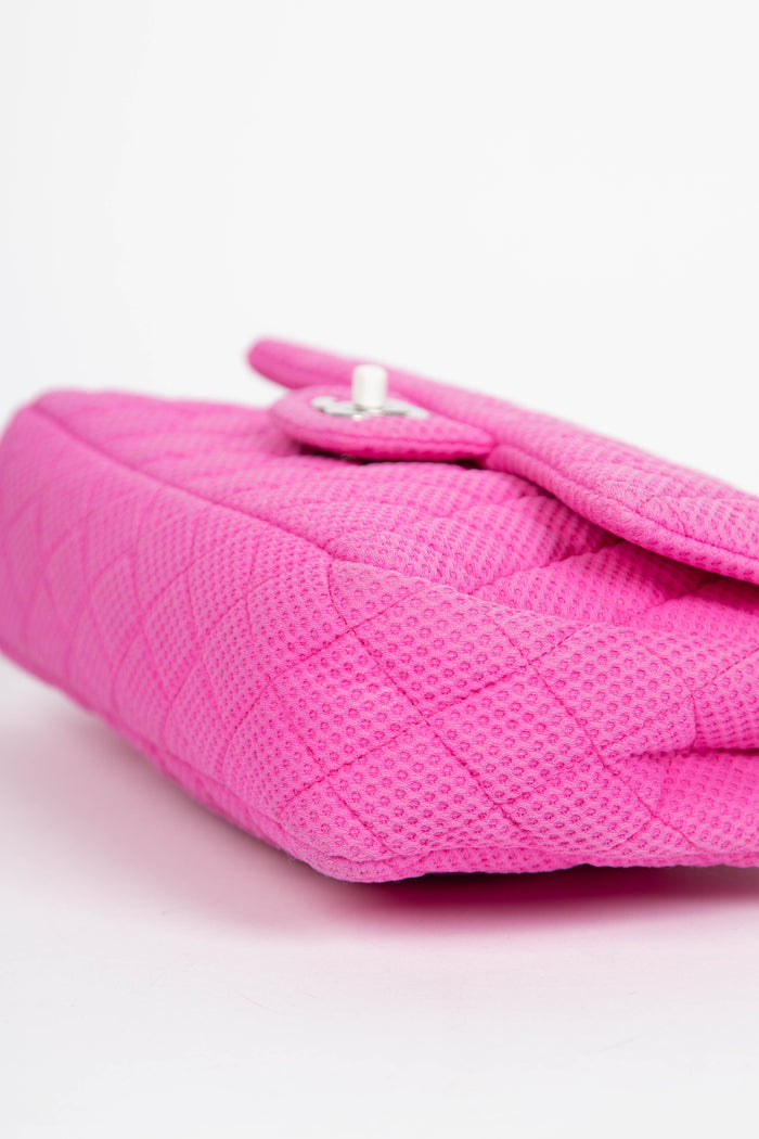 2000s Chanel Pink Perforated Jersey Single Flap Shoulder Bag