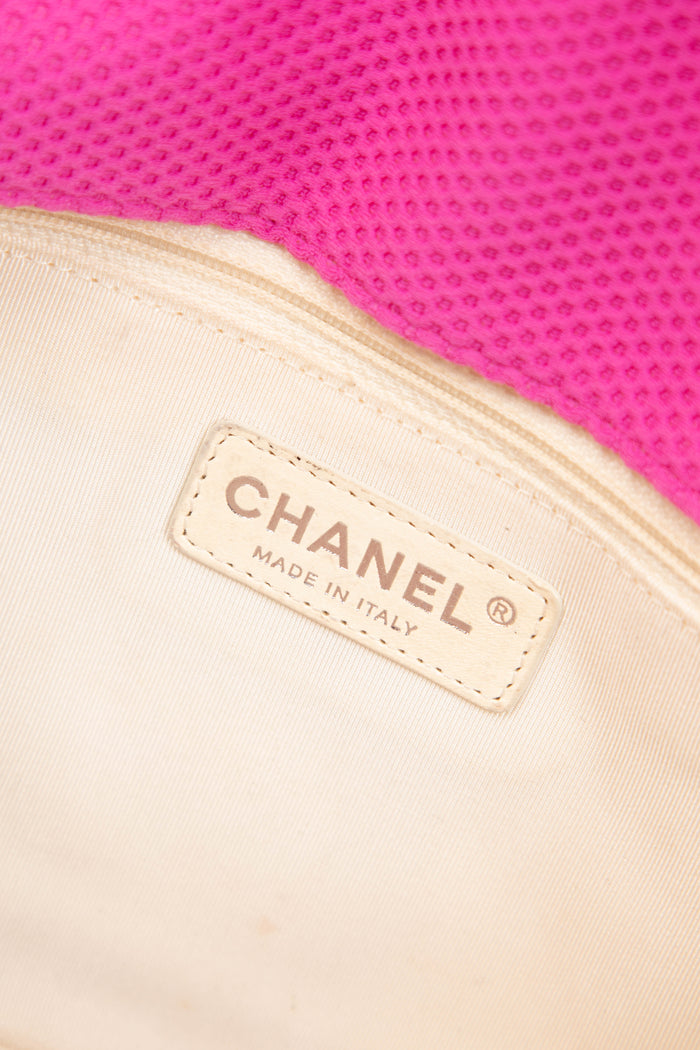2000s Chanel Pink Perforated Jersey Single Flap Shoulder Bag