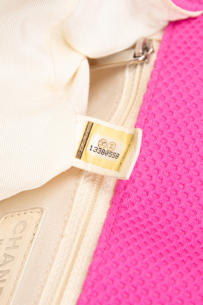 2000s Chanel Pink Perforated Jersey Single Flap Shoulder Bag