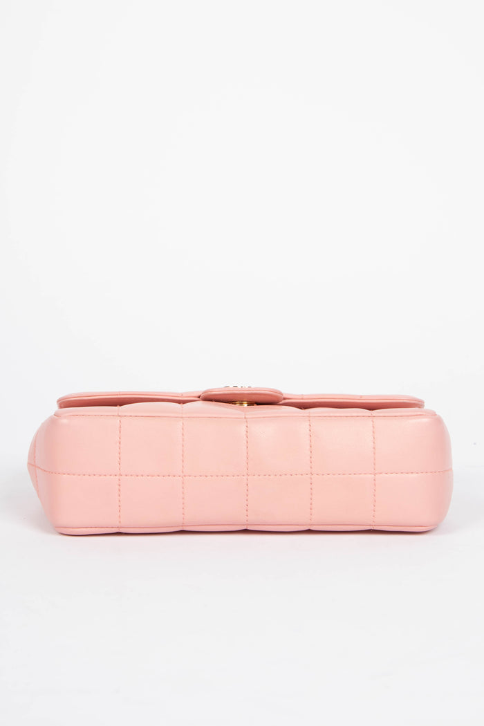 2000s Chanel Pink Lambskin Leather Mini Camellia Chocolate Bar Crossbody Bag