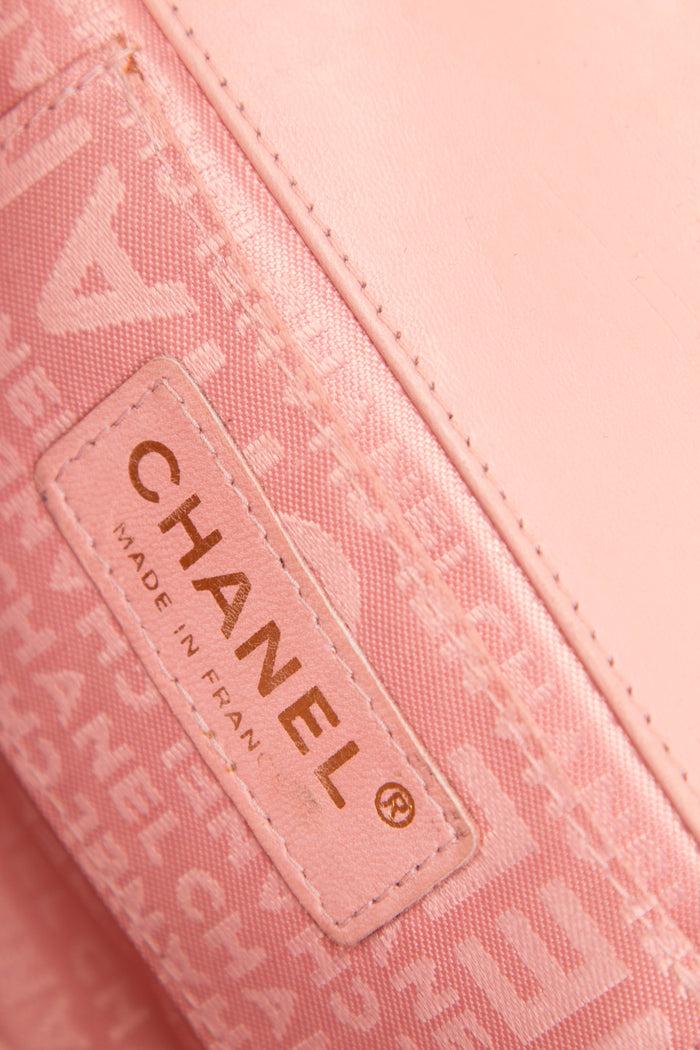 2000s Chanel Pink Lambskin Leather Mini Camellia Chocolate Bar Crossbody Bag