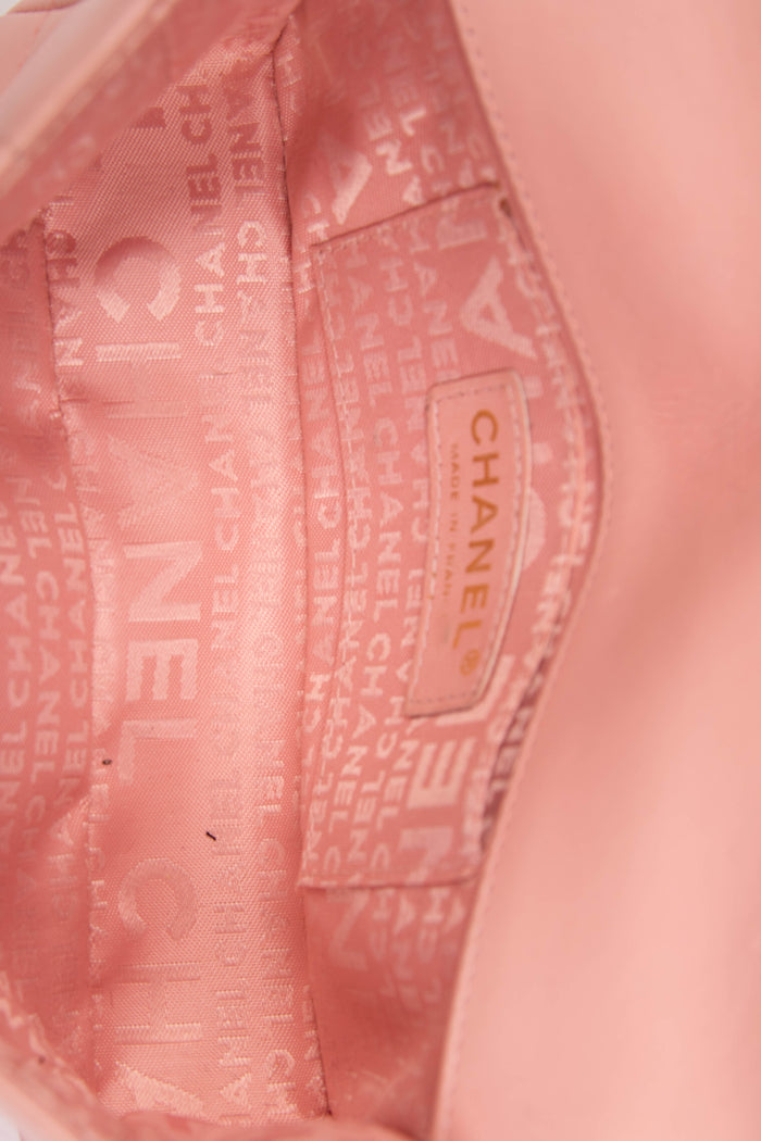 2000s Chanel Pink Lambskin Leather Mini Camellia Chocolate Bar Crossbody Bag