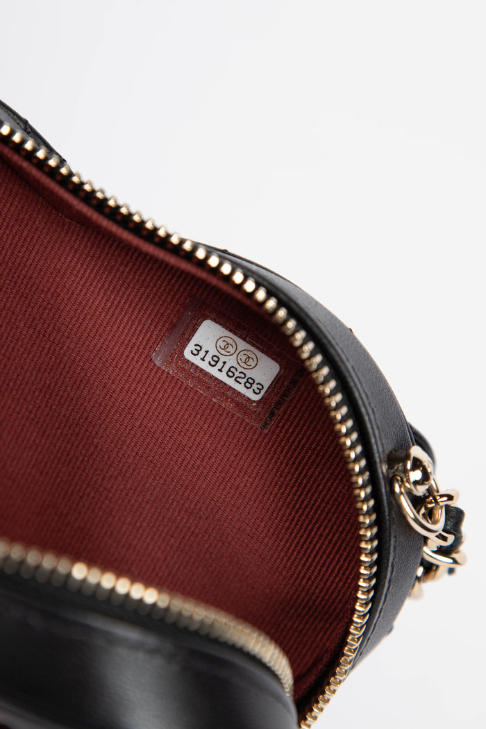 RARE Chanel Black Lambskin Leather Heart Small Cross Body Bag