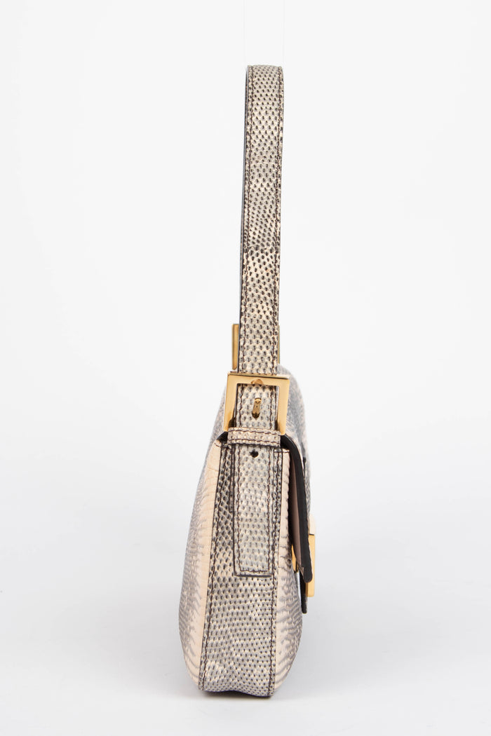RARE 2021 Fendi Lizard Baguette Shoulder Bag