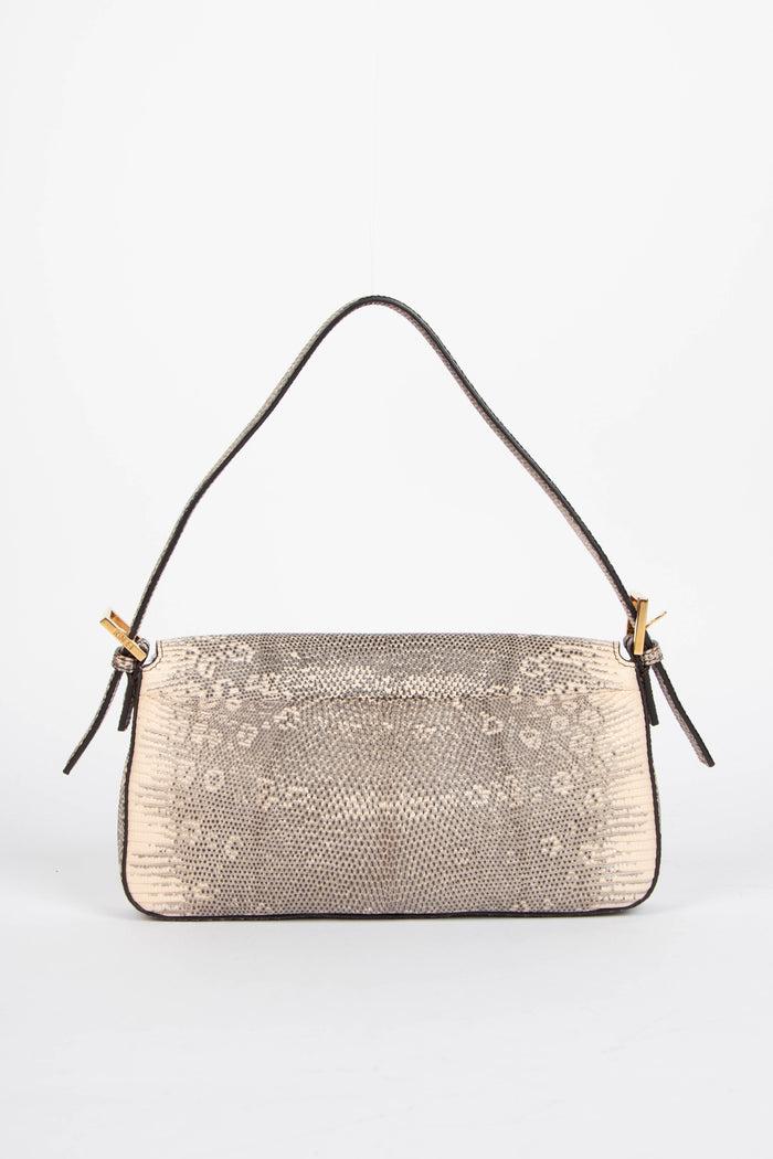 RARE 2021 Fendi Lizard Baguette Shoulder Bag