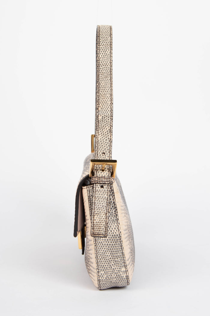 RARE 2021 Fendi Lizard Baguette Shoulder Bag