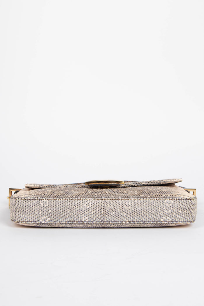RARE 2021 Fendi Lizard Baguette Shoulder Bag