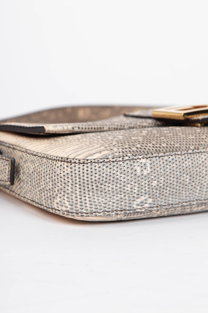 RARE 2021 Fendi Lizard Baguette Shoulder Bag