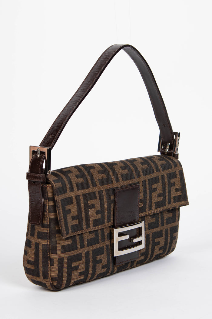 90s Fendi Zucca Monogram Baguette Shoulder Bag