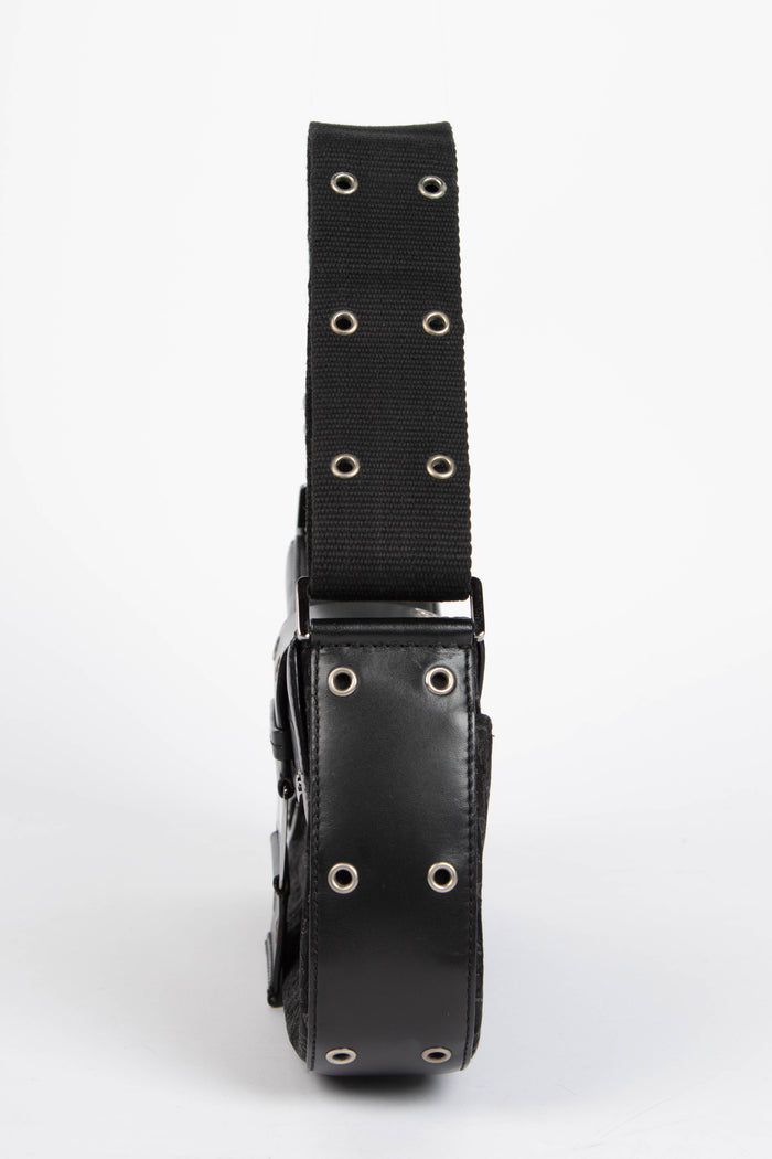 2000s Christian Dior Black Monogram Columbus Shoulder Bag