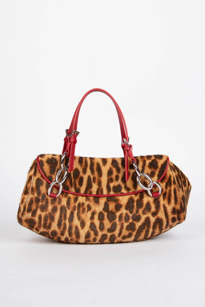 RARE Christian Dior Leopard Pony Hair Diva Shoulder Bag