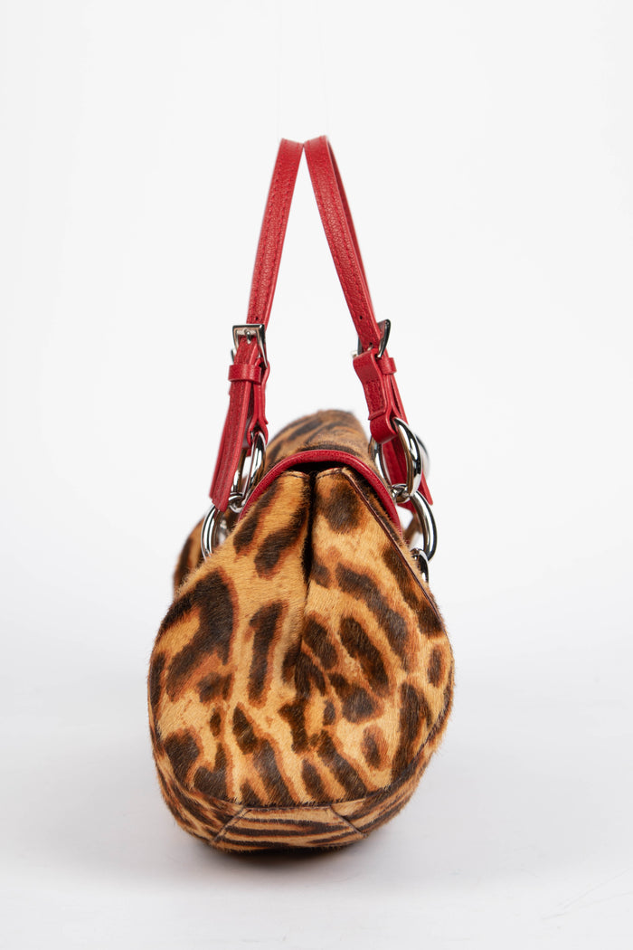 RARE Christian Dior Leopard Pony Hair Diva Shoulder Bag