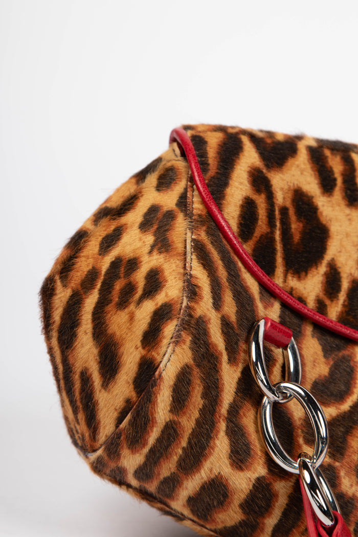 RARE Christian Dior Leopard Pony Hair Diva Shoulder Bag